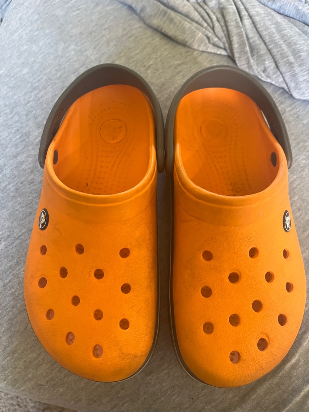 CROCS Kids Orange Clog with Gray Heel Strap